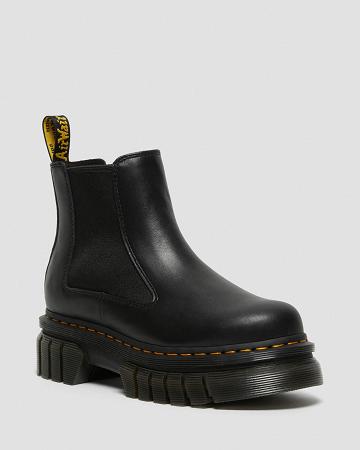 Black Men's Dr Martens Audrick Nappa Leather Platform Chelsea Boots | CA 493FDN